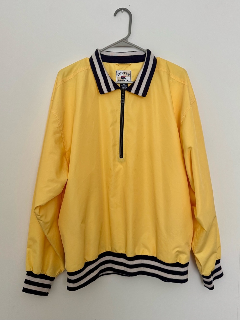 Vintage Cutter & Buck Yellow Windbreaker Half Zip Golf Jacket Y2K Preppy Mens M